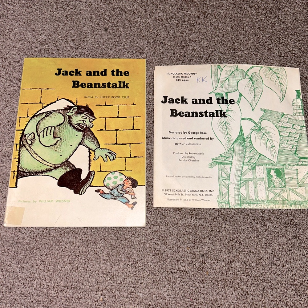•5 FOR $10 KIDS TOYS• Jack & The Beanstalk 33 1/3 RPM PB Book + Record 1965
